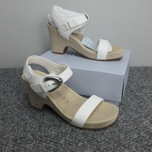 Aerosoles Meyer Sandals Womens Size 8 White Leather Strappy Wedge Heel NWB
